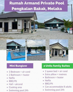 Rumah Armand Private Pool 5 bilik Pengkalan Balak Tg Bidara Masjid Tanah Melaka